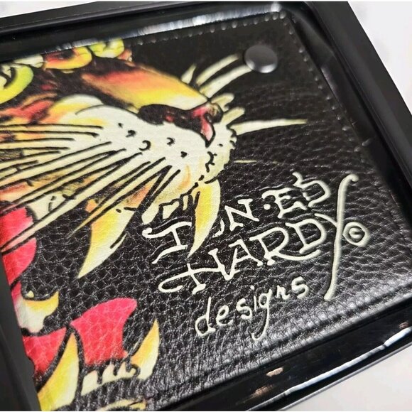 ED HARDY TIGER BLACK BIFOLD WALLET WITH METAL BOX - NEW - Picture 7 of 9